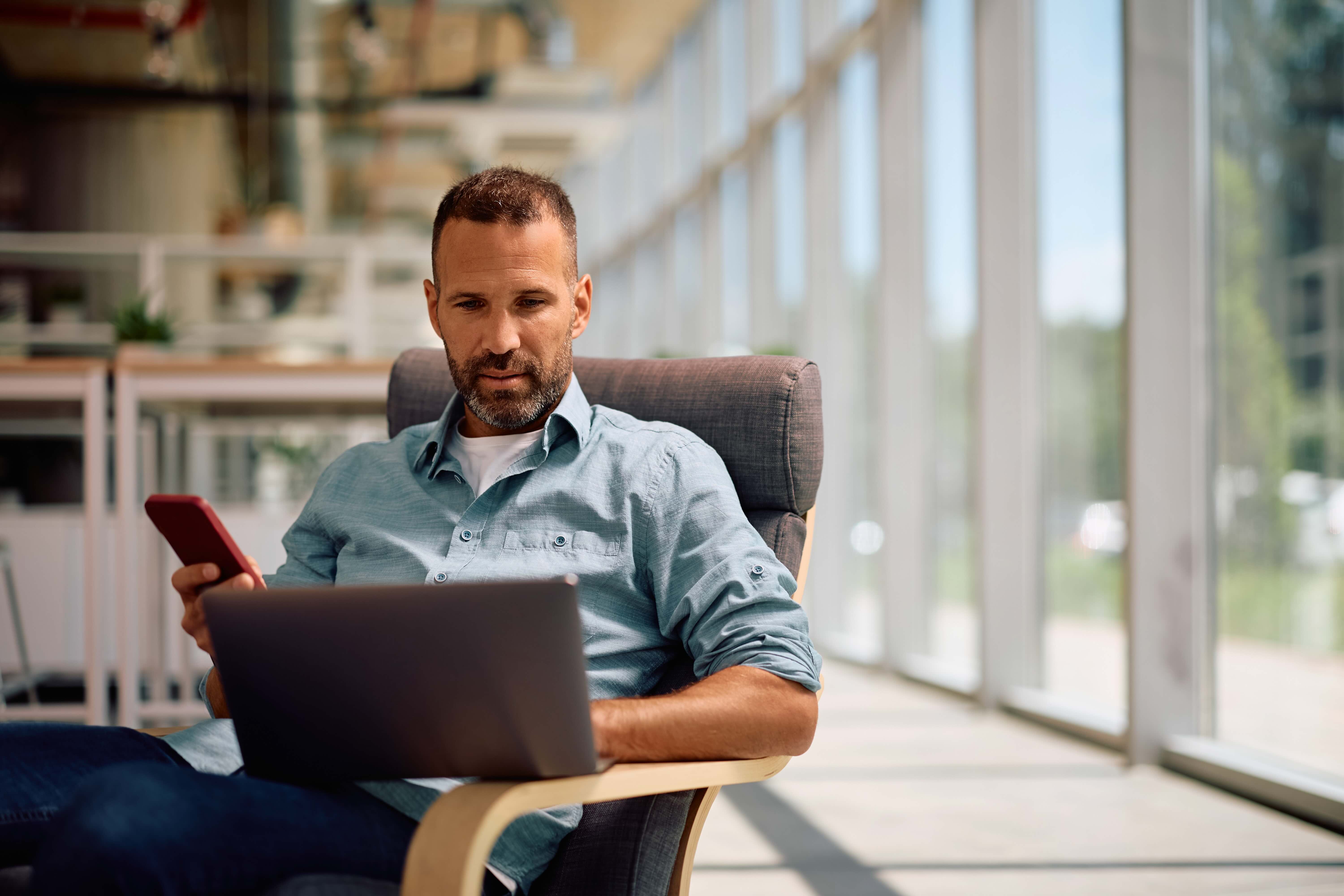 entrepreneur assessing his business