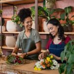 two joyful women finding purpose in owning flower shop