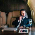 rich man flying in private plane