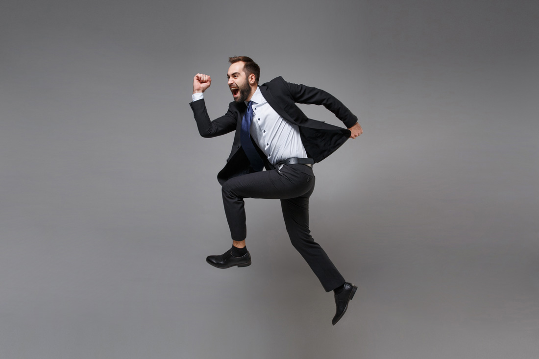 business man jumping into action exemplifying action quotes