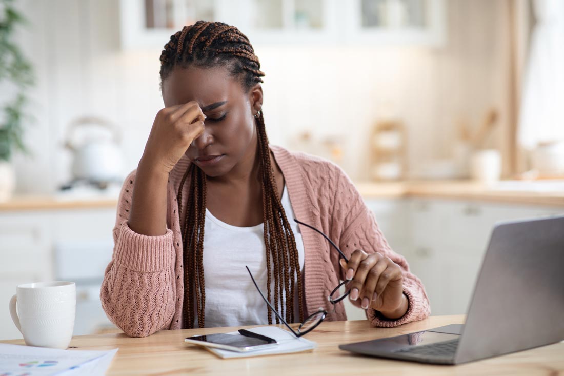 woman managing stress at work