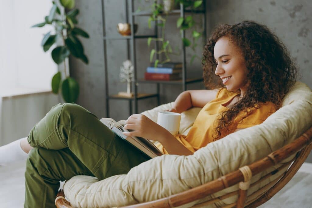 woman reading a book