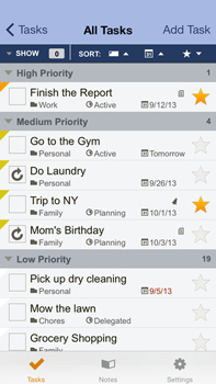 screenshot of toodledo app