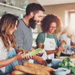 Group of friends in a cooking class