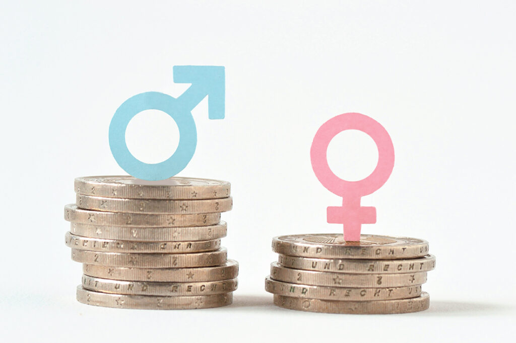coins depicting a gender wage gap