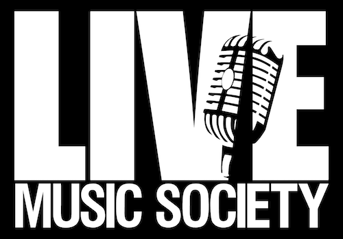 live music society logo with black backdrop