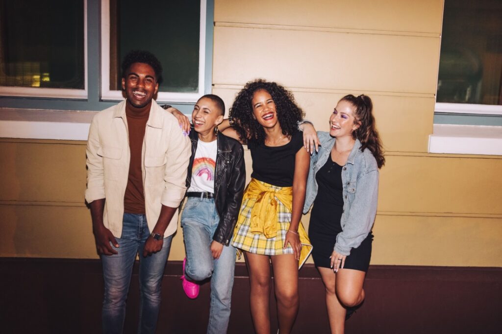 a group of smiling friends