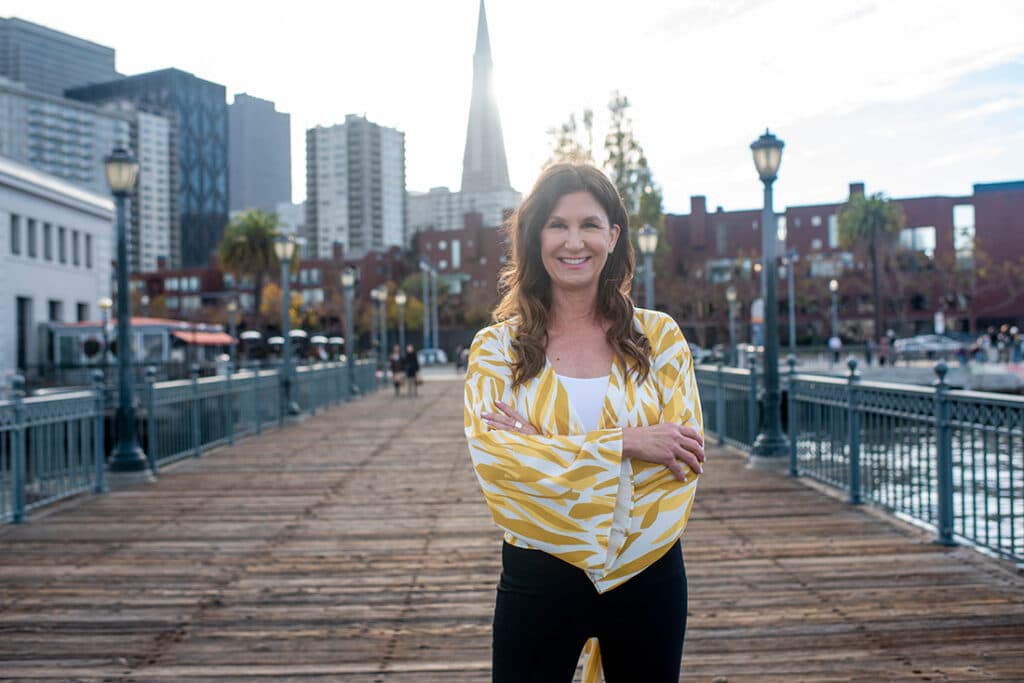 Kate Walker on a bridge