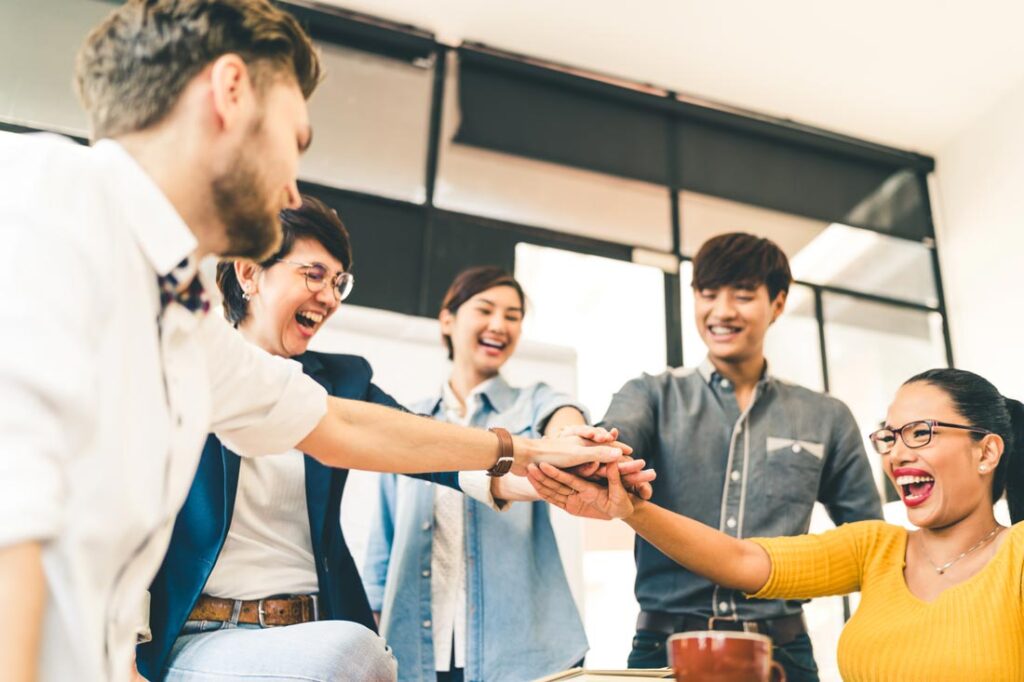 A diverse team that's happy to be back in the office