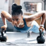 woman with kettlebell for training