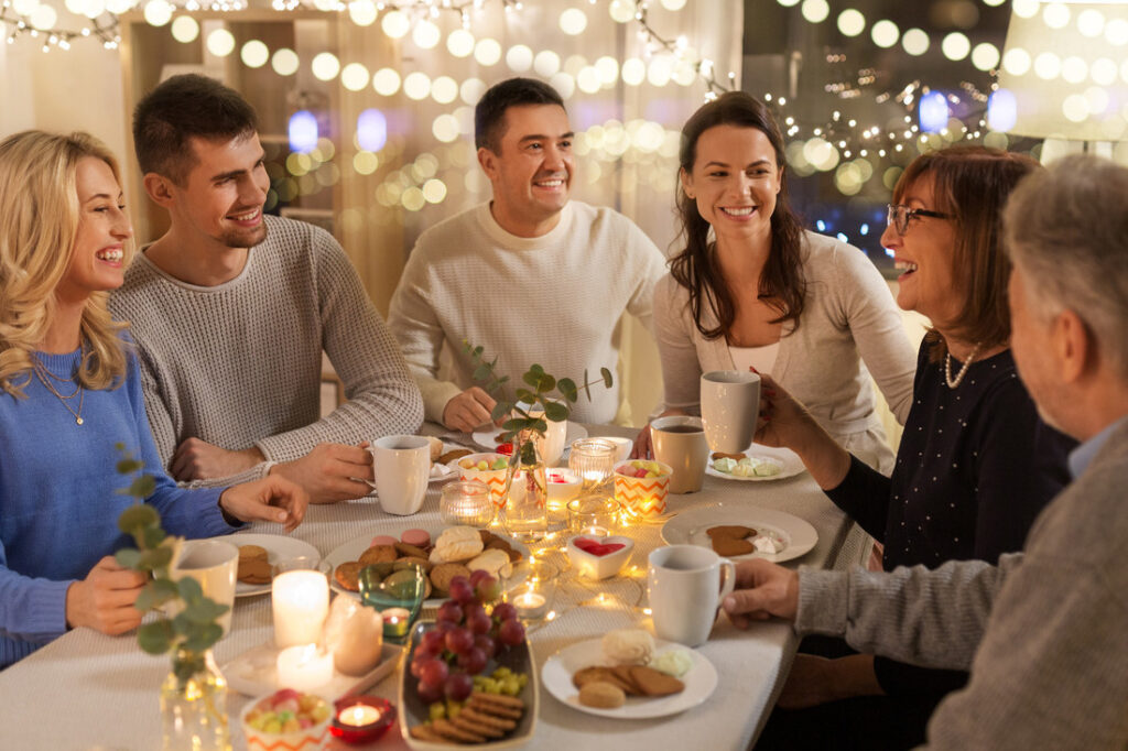 A happy family having a holiday dinner