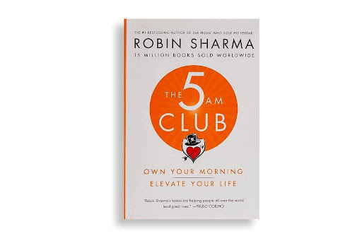 Cover of Robin Sharma's The 5 AM Club with the author's name at the top and the title at the center of the cover page.