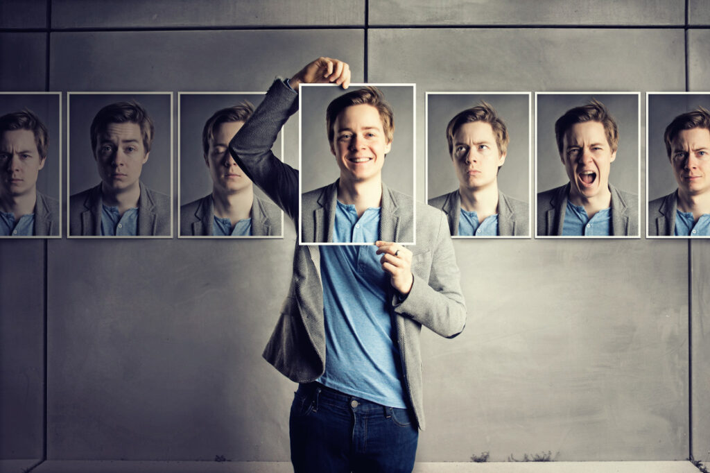 various portraits of a man making different facial expressions