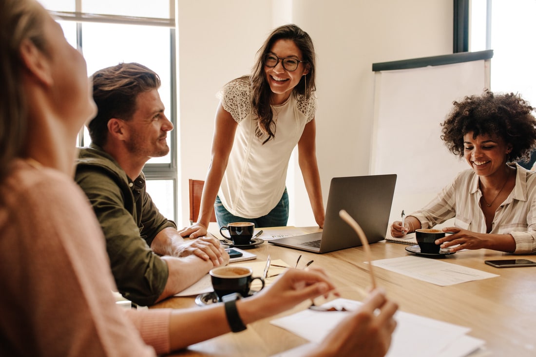 a group of smiling coworkers