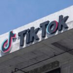 TikTok logo on a building