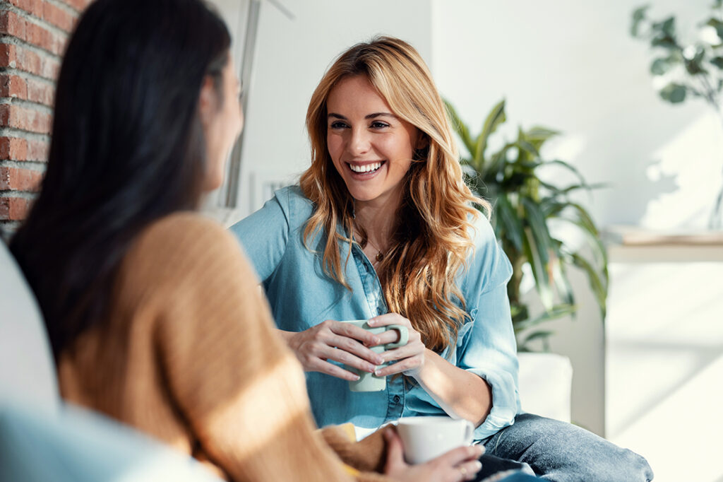 Two women talking