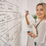 smiling women showing how to organize office for the best production work​​